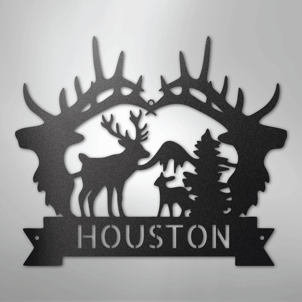 Custom Metal Wall Art - Personalized Antler Monogram Sign