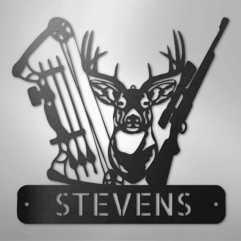 Custom Metal Wall Art - Personalized Buck Monogram Sign Black