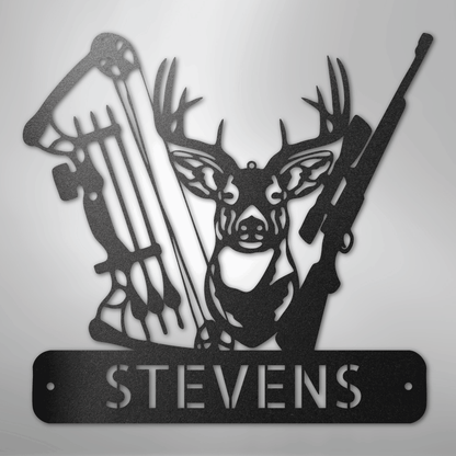 Custom Metal Wall Art - Personalized Buck Monogram Sign Black