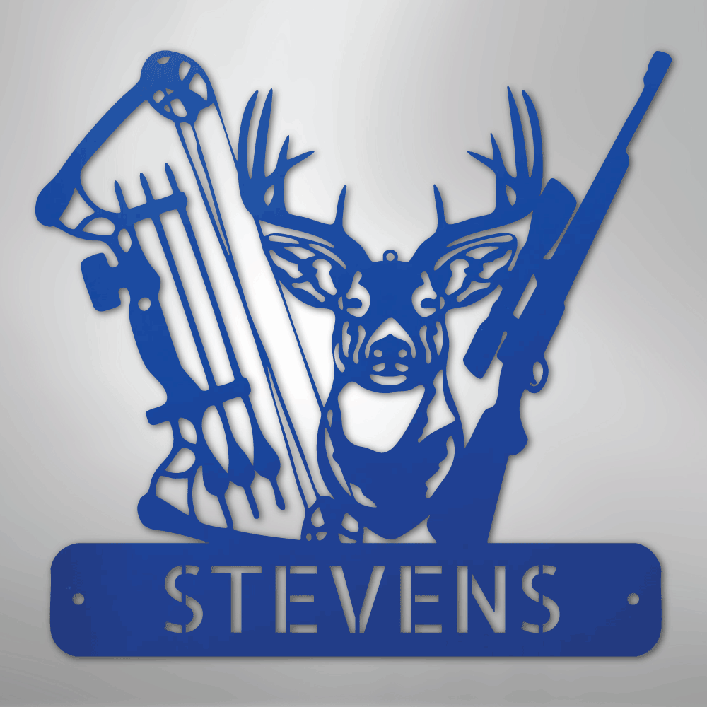 Custom Metal Wall Art - Personalized Buck Monogram Sign Blue