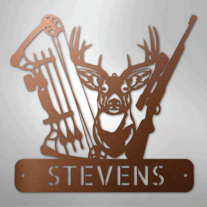 Custom Metal Wall Art - Personalized Buck Monogram Sign Copper