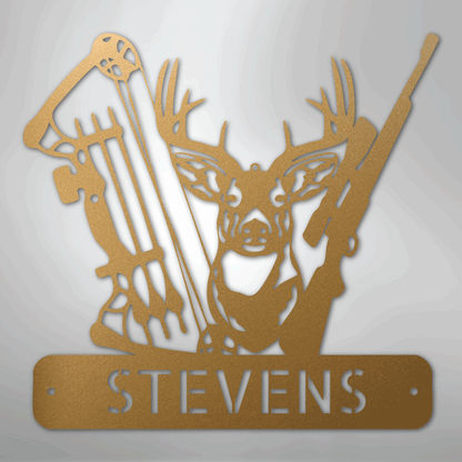 Custom Metal Wall Art - Personalized Buck Monogram Sign Gold