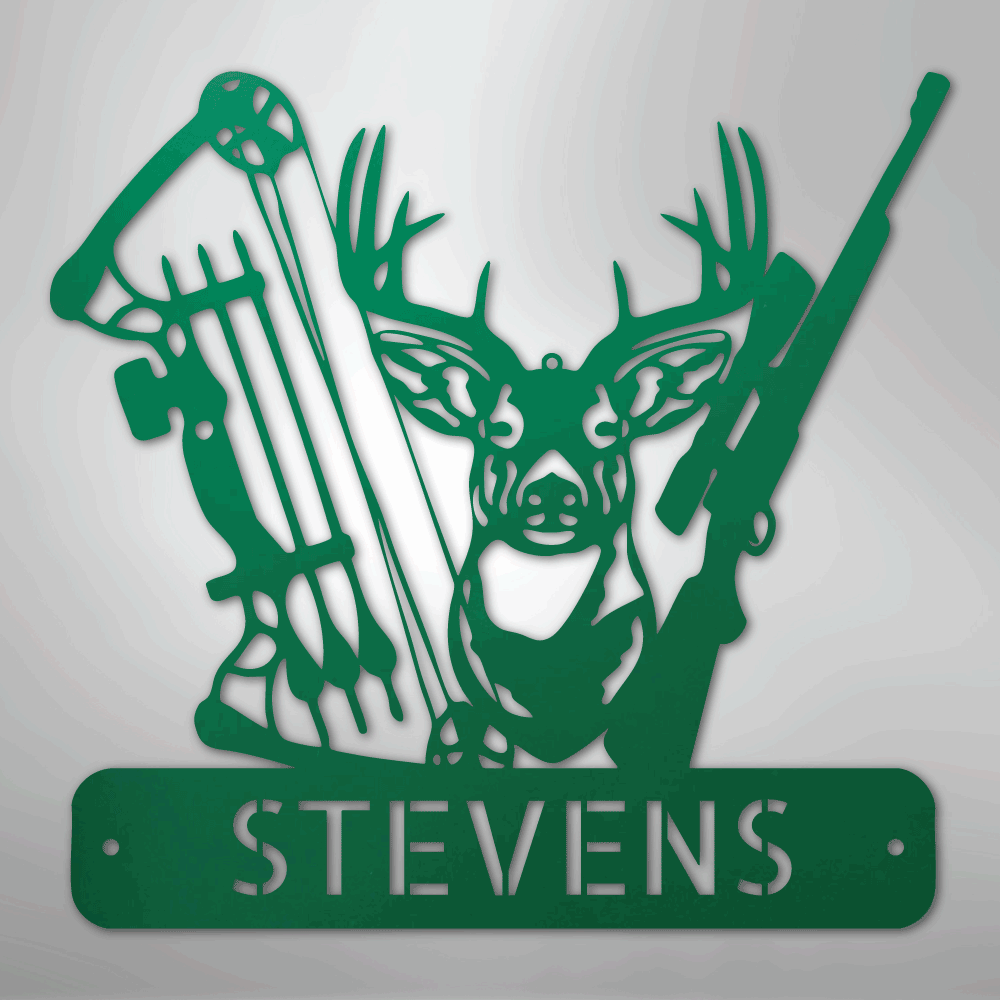 Custom Metal Wall Art - Personalized Buck Monogram Sign Green