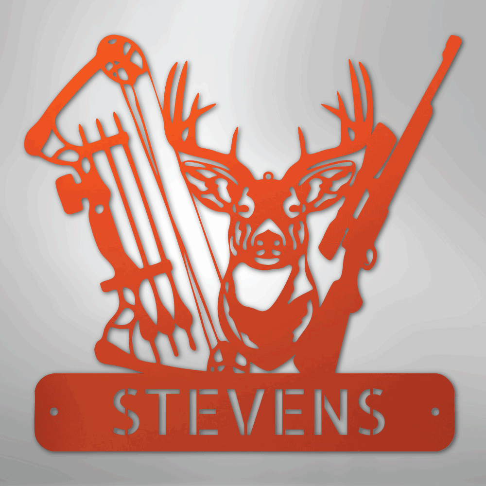Custom Metal Wall Art - Personalized Buck Monogram Sign Orange