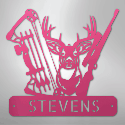 Custom Metal Wall Art - Personalized Buck Monogram Sign Pink