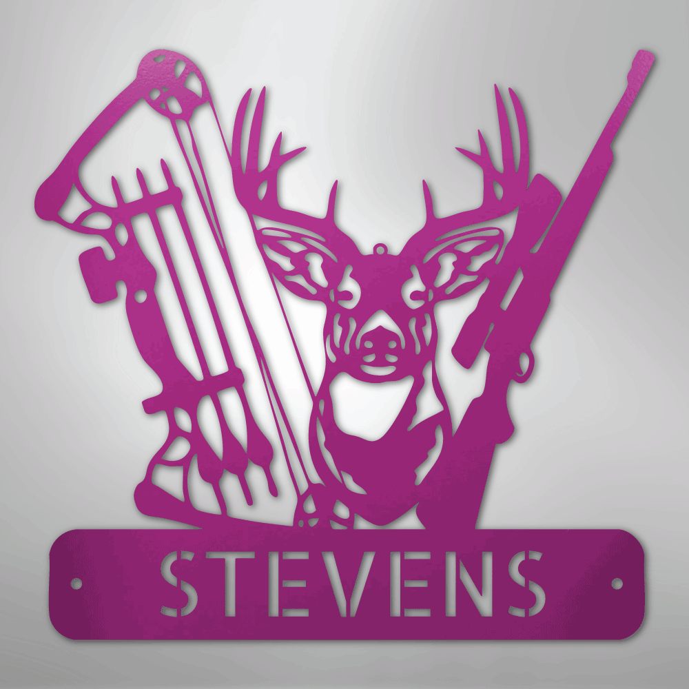 Custom Metal Wall Art - Personalized Buck Monogram Sign Purple