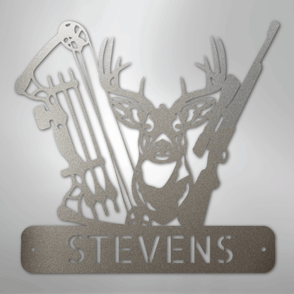 Custom Metal Wall Art - Personalized Buck Monogram Sign Silver