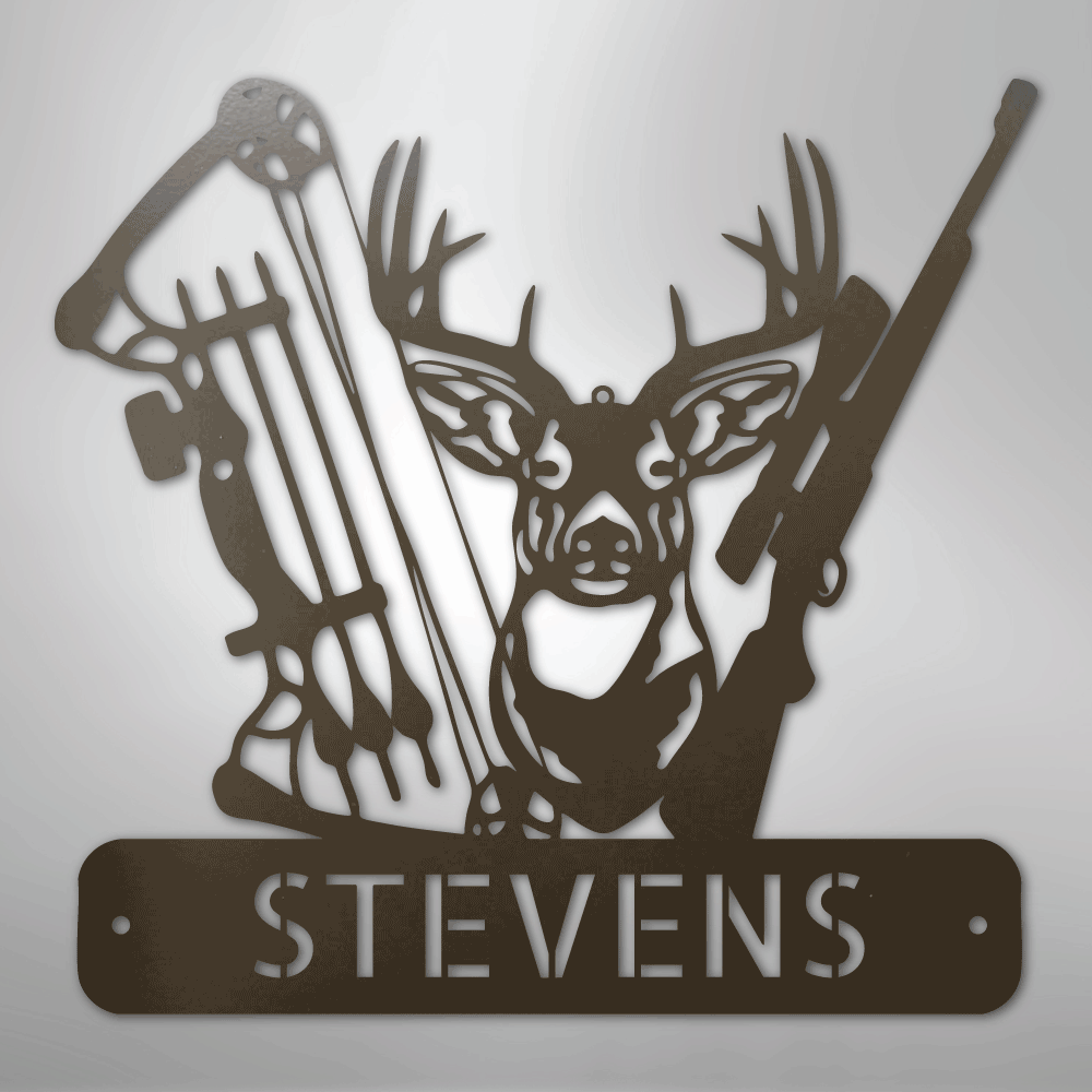 Custom Metal Wall Art - Personalized Buck Monogram Sign Stone