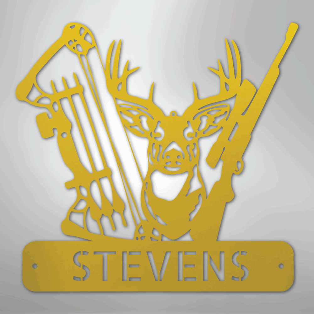 Custom Metal Wall Art - Personalized Buck Monogram Sign Yellow
