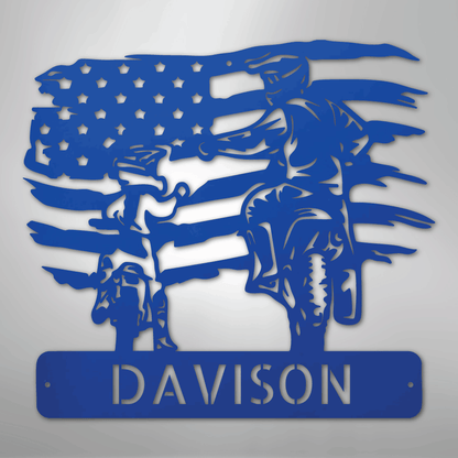 Custom Metal Wall Art - Motocross Father Son Monogram Sign Blue