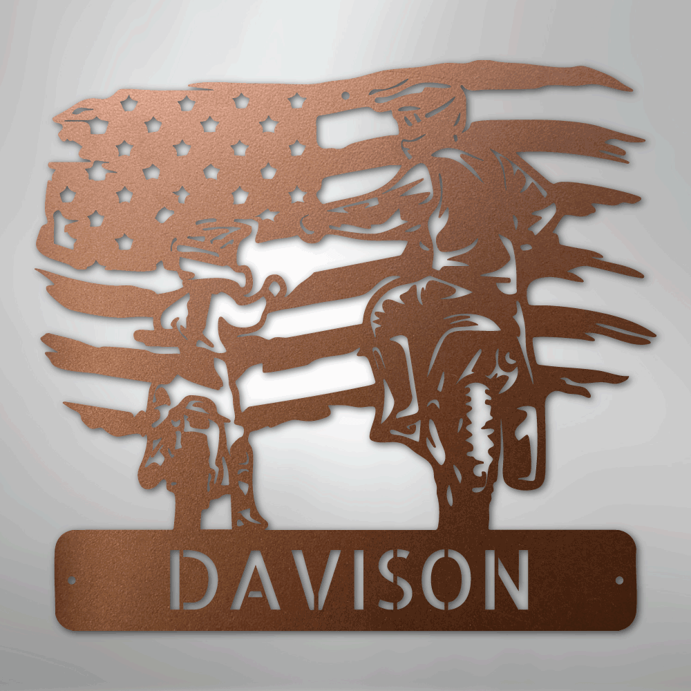 Custom Metal Wall Art - Motocross Father Son Monogram Sign Copper