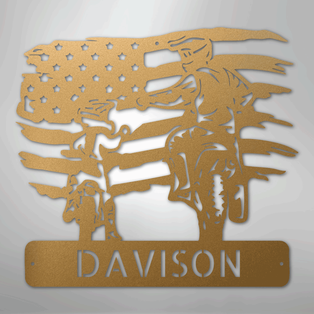 Custom Metal Wall Art - Motocross Father Son Monogram Sign Gold