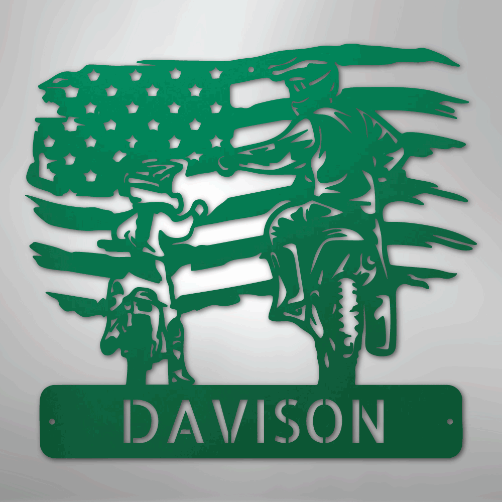 Custom Metal Wall Art - Motocross Father Son Monogram Sign Green