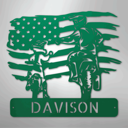 Custom Metal Wall Art - Motocross Father Son Monogram Sign Green