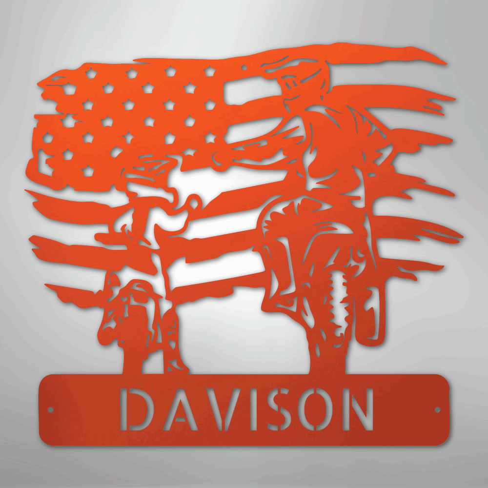 Custom Metal Wall Art - Motocross Father Son Monogram Sign Orange