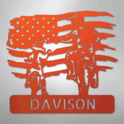 Custom Metal Wall Art - Motocross Father Son Monogram Sign Orange