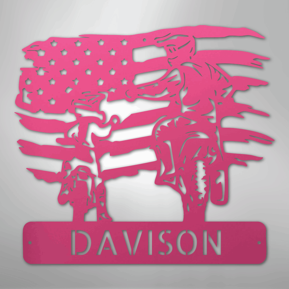 Custom Metal Wall Art - Motocross Father Son Monogram Sign Pink