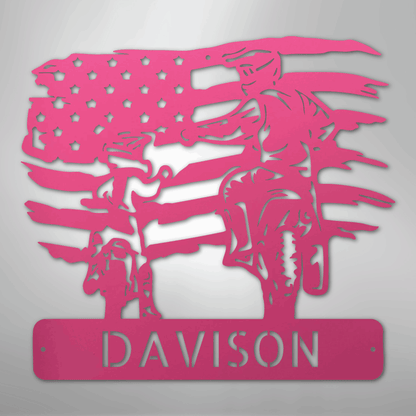 Custom Metal Wall Art - Motocross Father Son Monogram Sign Pink