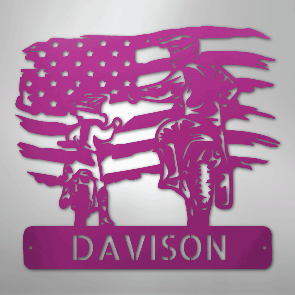Custom Metal Wall Art - Motocross Father Son Monogram Sign Purple