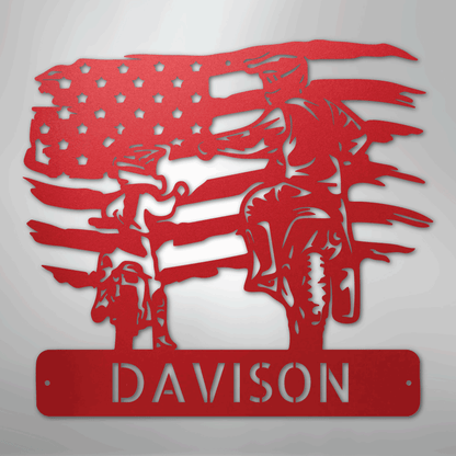 Custom Metal Wall Art - Motocross Father Son Monogram Sign Red