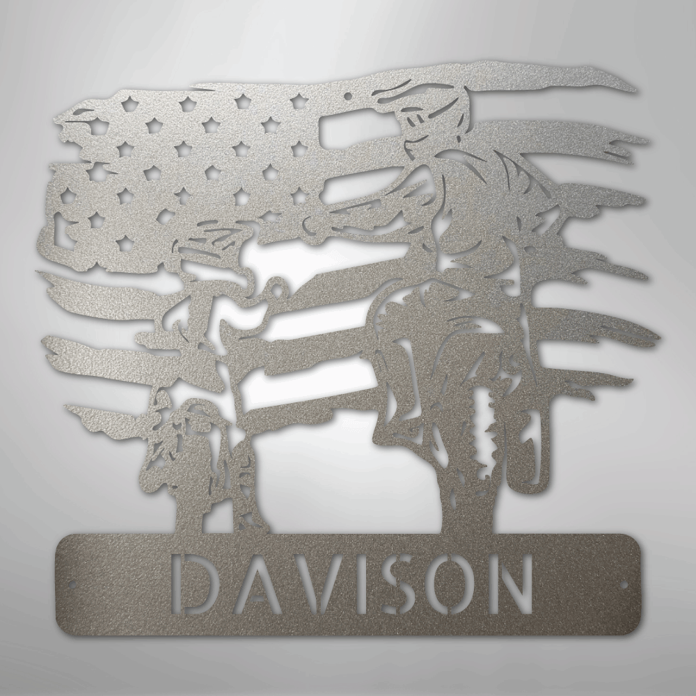 Custom Metal Wall Art - Motocross Father Son Monogram Sign Silver