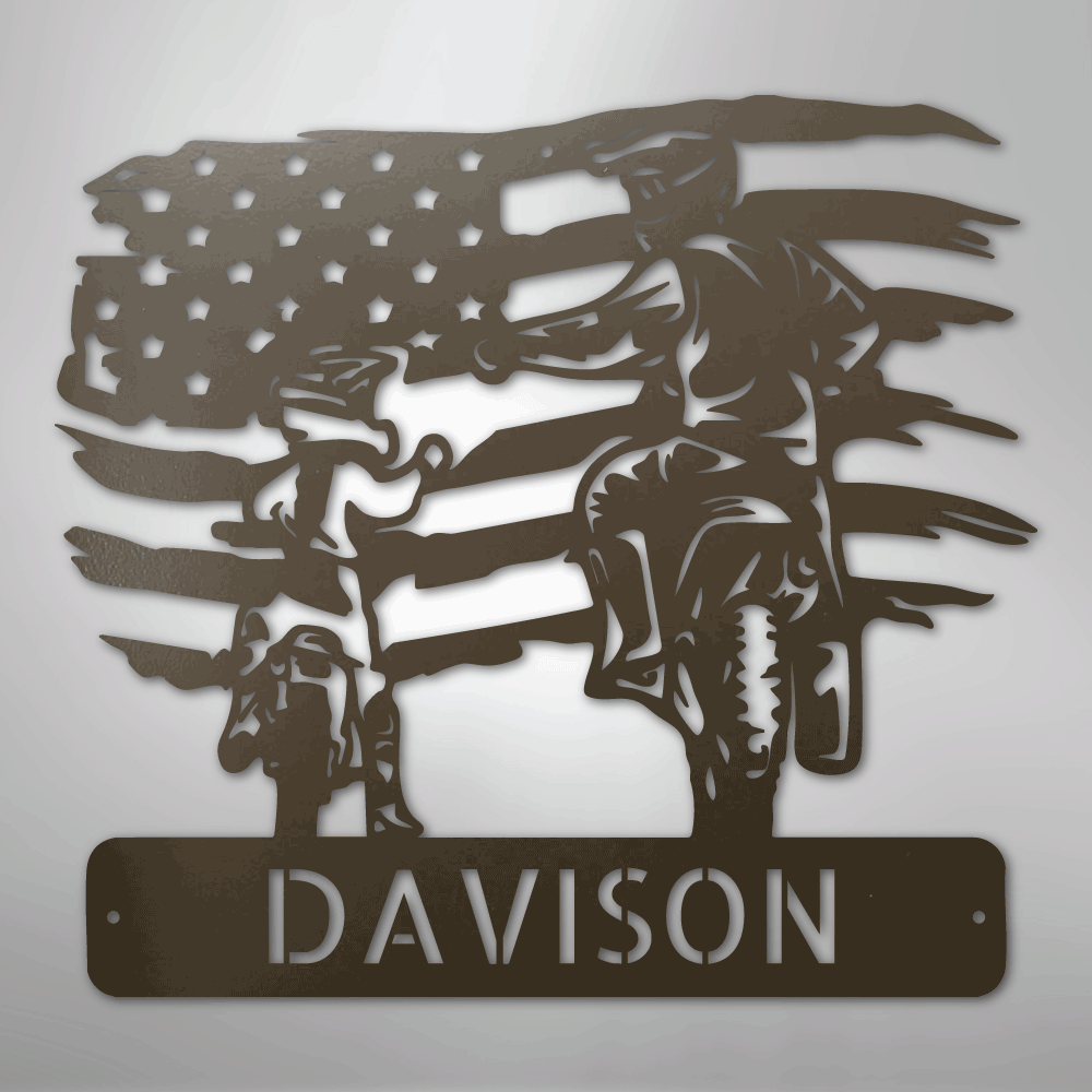 Custom Metal Wall Art - Motocross Father Son Monogram Sign Stone