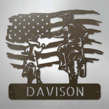 Custom Metal Wall Art - Motocross Father Son Monogram Sign Stone