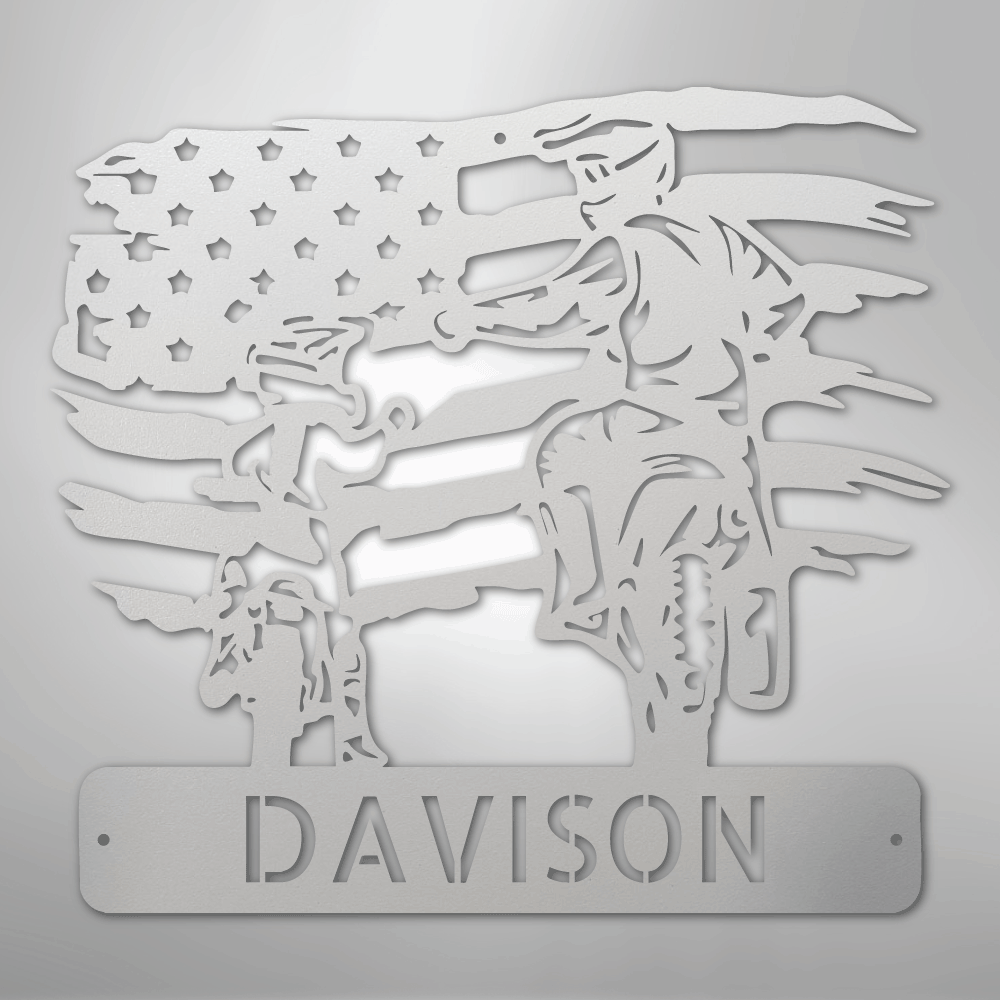 Custom Metal Wall Art - Motocross Father Son Monogram Sign White