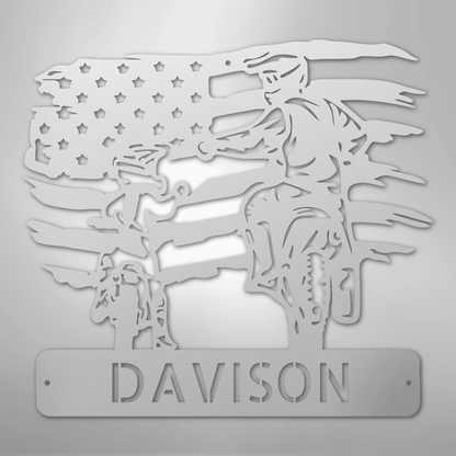 Custom Metal Wall Art - Motocross Father Son Monogram Sign White