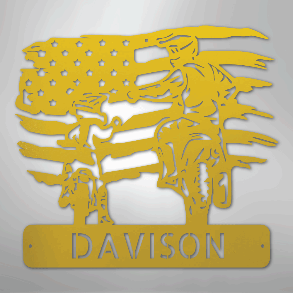 Custom Metal Wall Art - Motocross Father Son Monogram Sign Yellow