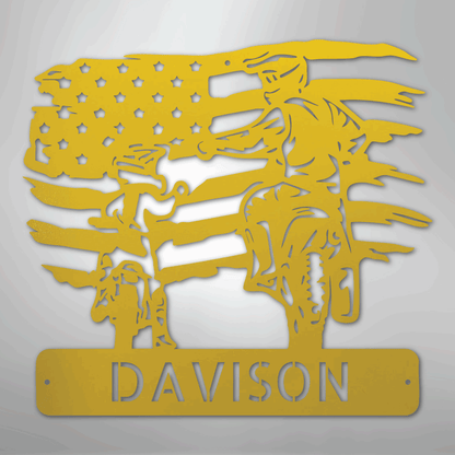 Custom Metal Wall Art - Motocross Father Son Monogram Sign Yellow