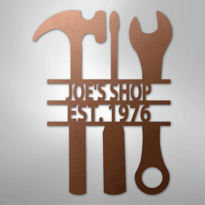 Custom Metal Wall Art - Personalized Mechanic Garage Workshop Sign Copper