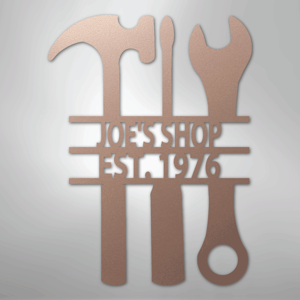 Custom Metal Wall Art - Personalized Mechanic Garage Workshop Sign Rose