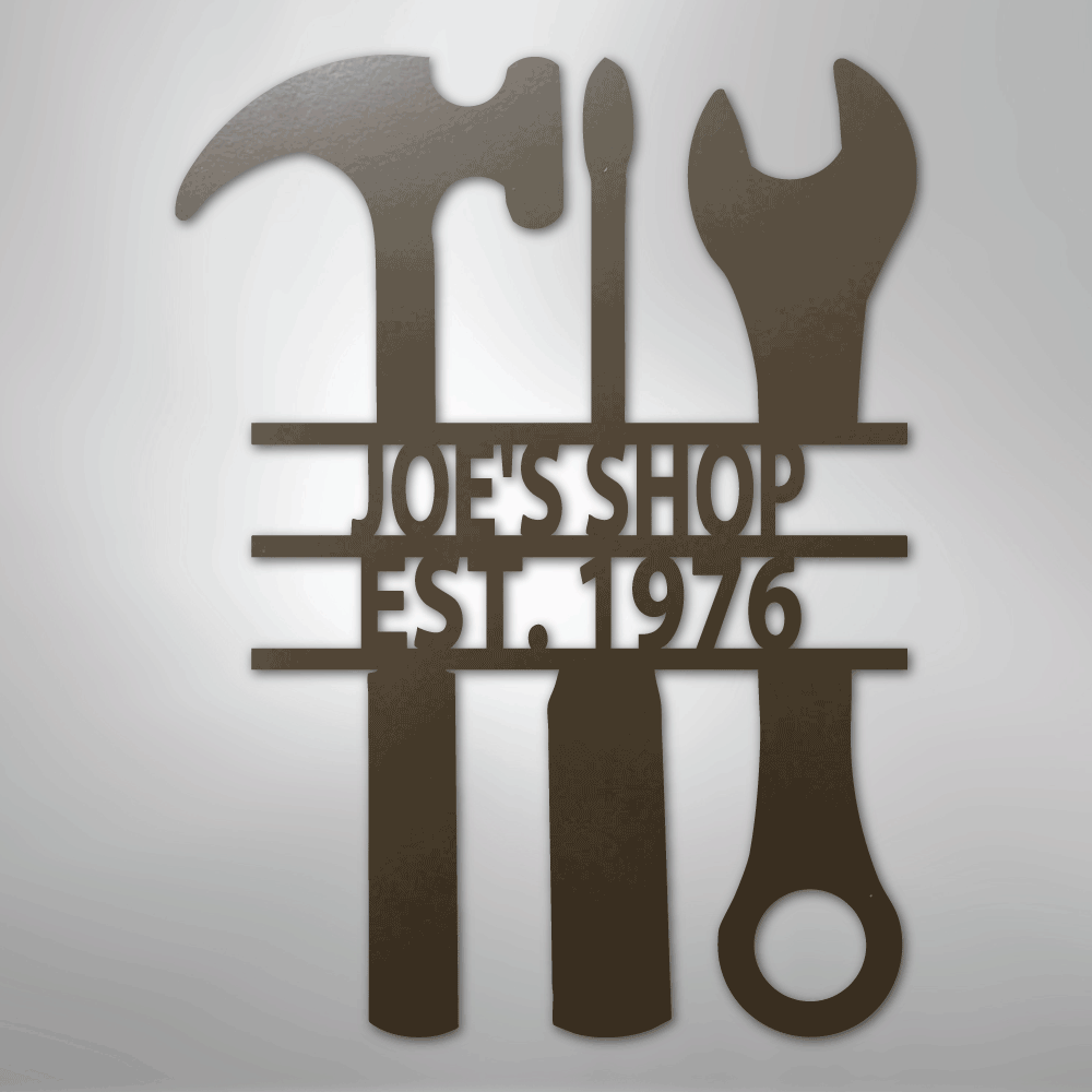Custom Metal Wall Art - Personalized Mechanic Garage Workshop Sign Stone