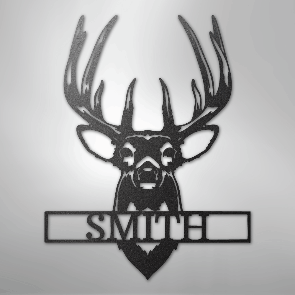 Custom Metal Wall Art - Personalized Buck Antler Sign
