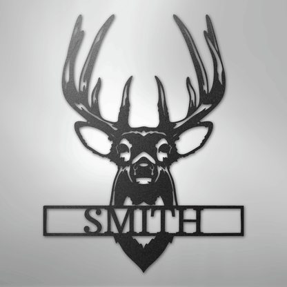 Custom Metal Wall Art - Personalized Buck Antler Sign