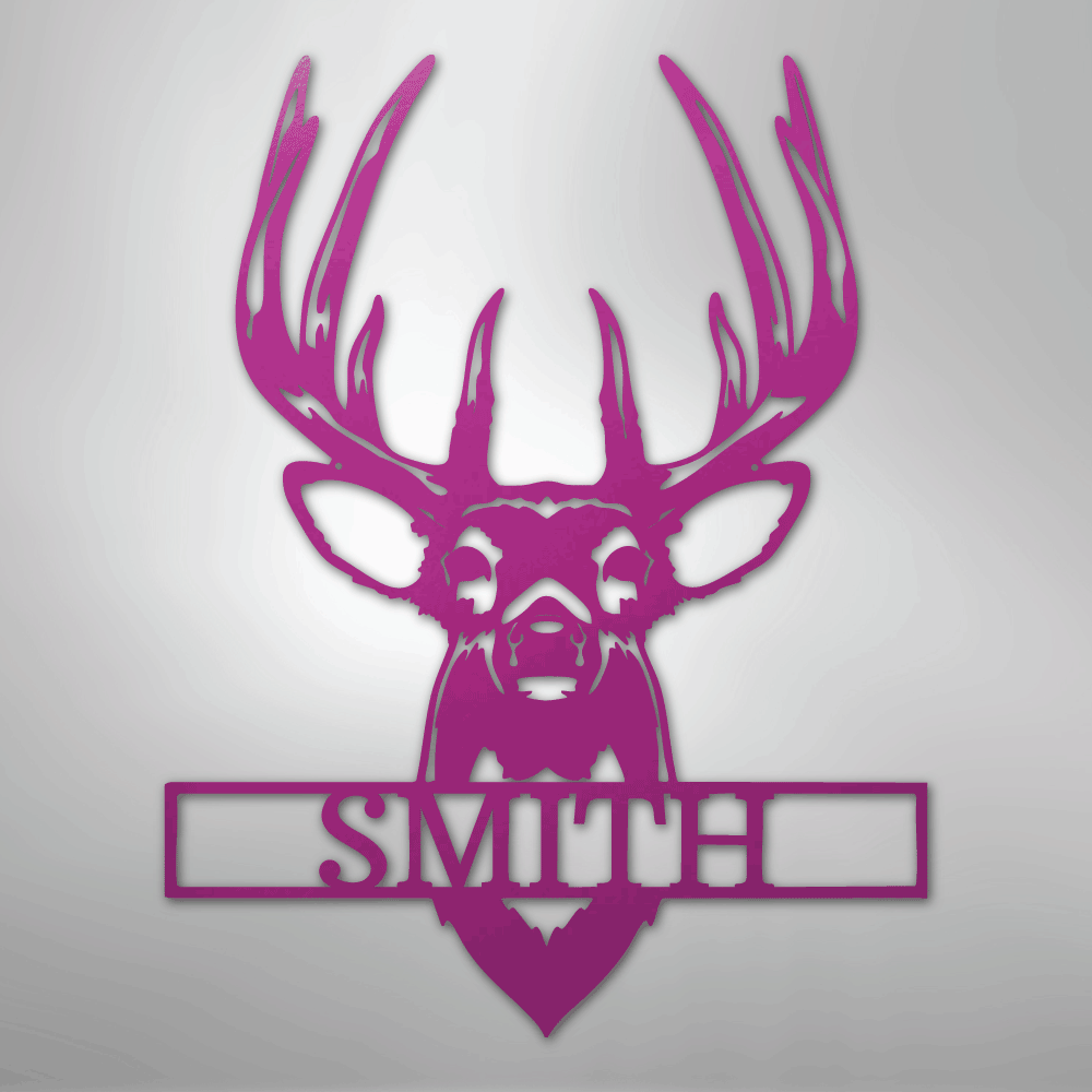 Custom Metal Wall Art - Personalized Buck Antler Sign Purple