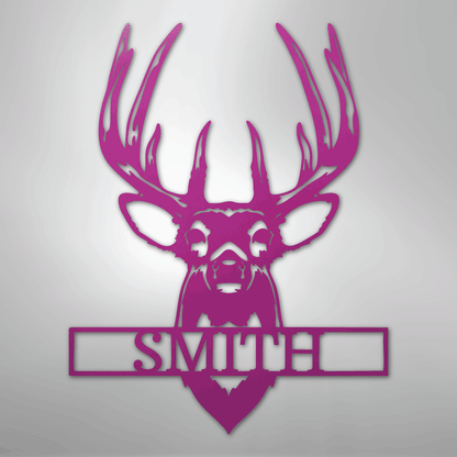 Custom Metal Wall Art - Personalized Buck Antler Sign Purple