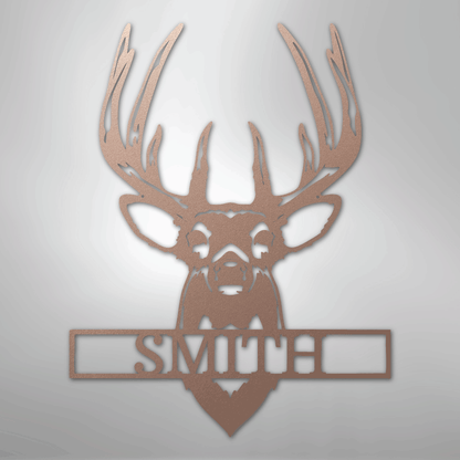 Custom Metal Wall Art - Personalized Buck Antler Sign Rose