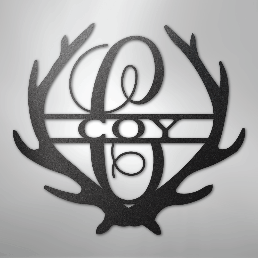Custom Metal Wall Art - Personalized Deer Antler Monogram Sign