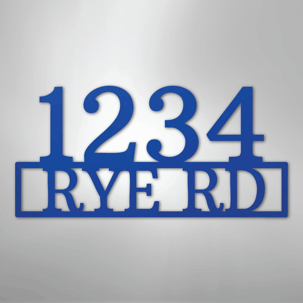 Custom Metal Wall Art - Personalized Home Address Sign Blue
