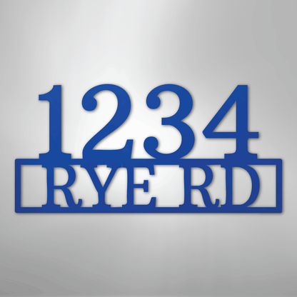 Custom Metal Wall Art - Personalized Home Address Sign Blue