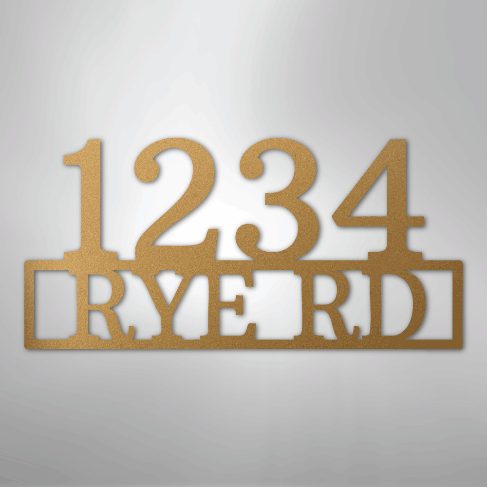 Custom Metal Wall Art - Personalized Home Address Sign Gold