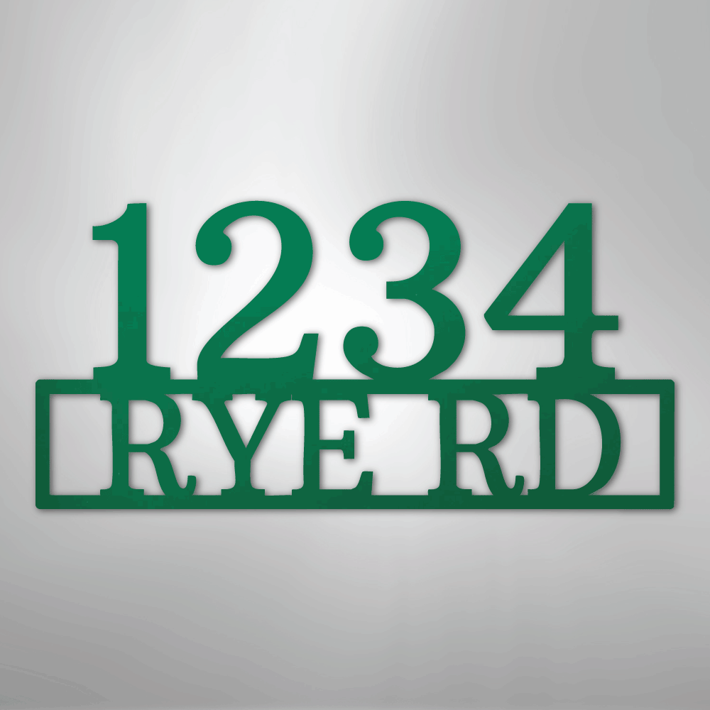 Custom Metal Wall Art - Personalized Home Address Sign Green