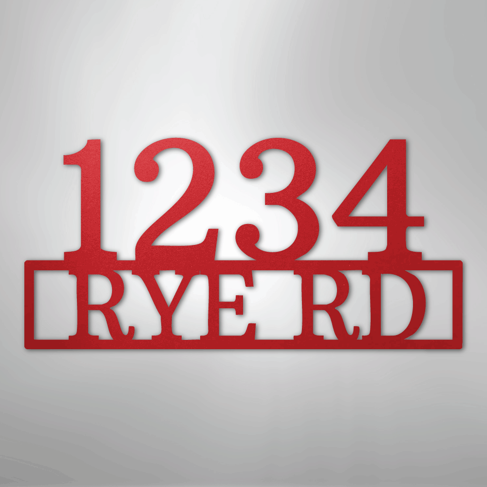 Custom Metal Wall Art - Personalized Home Address Sign Red