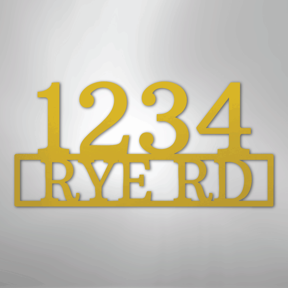 Custom Metal Wall Art - Personalized Home Address Sign Yellow