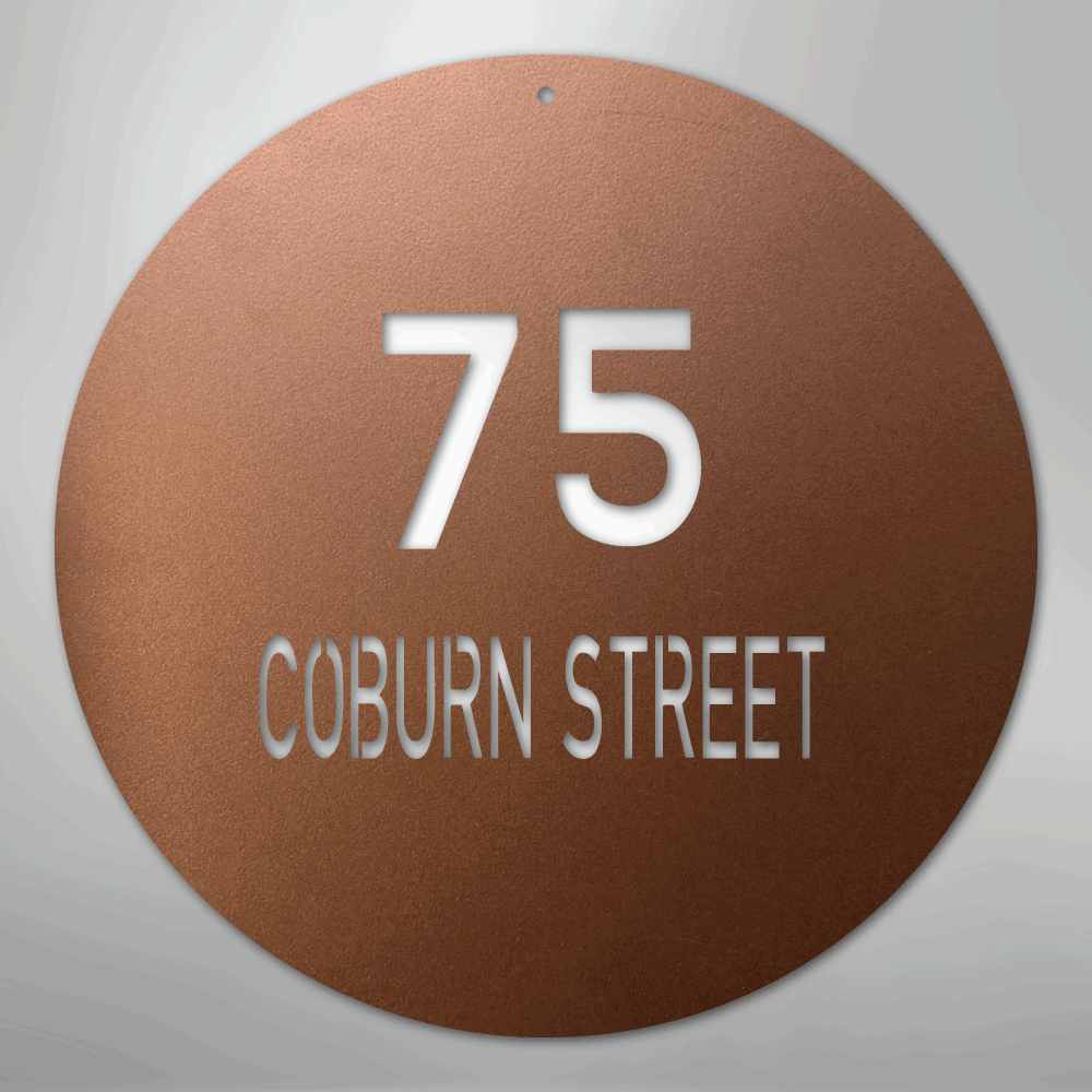 Custom Metal Sign - Personalized Round House Number Plaque Copper
