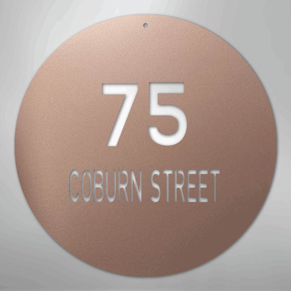 Custom Metal Sign - Personalized Round House Number Plaque Rose