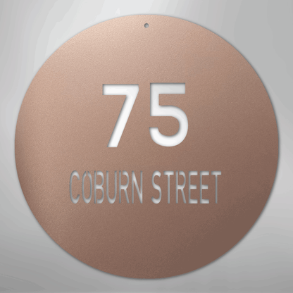 Custom Metal Sign - Personalized Round House Number Plaque Rose