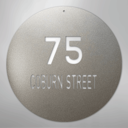 Custom Metal Sign - Personalized Round House Number Plaque Silver